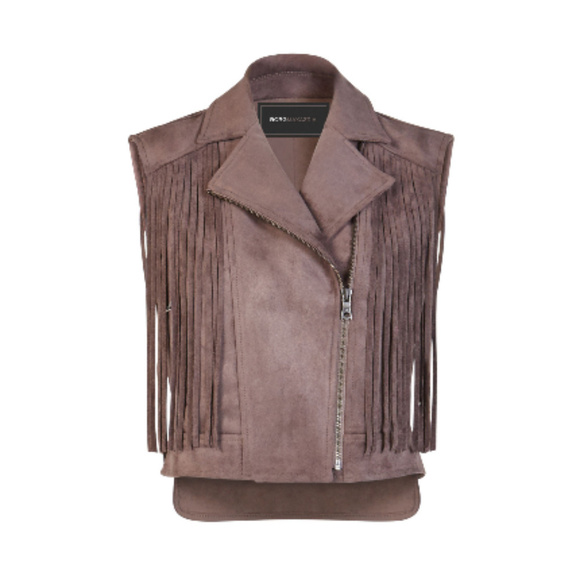 💕BCBGMAXAZRIA💕 Mike Faux Suede Fringe Vest - Picture 7 of 8